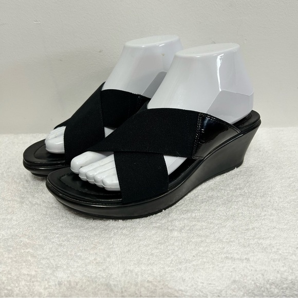 Dansko Ava Black Leather Platform Wedge Sandals - Picture 4 of 13